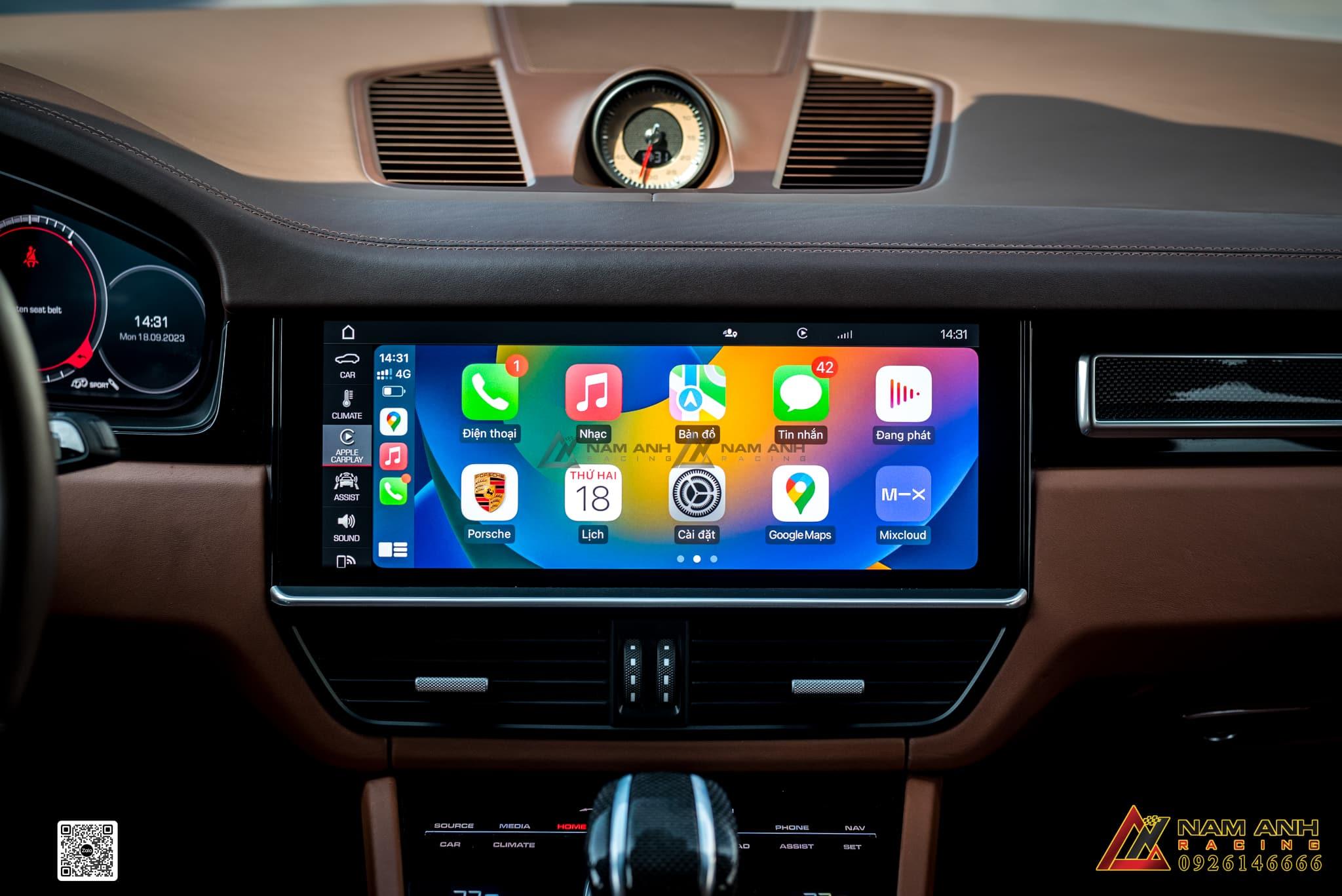 Lắp Apple carplay không dây cho Porsche Cayenne 2018-2022